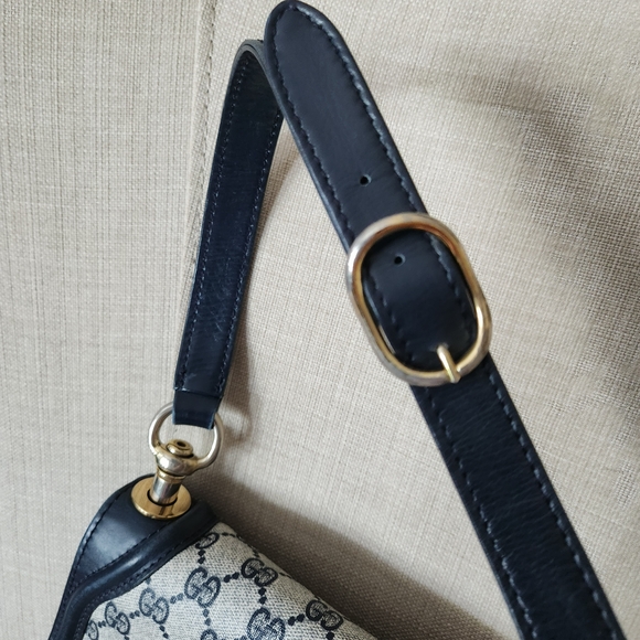 Gucci Vintage 1970s Blue Monogram Blondie Shoulder Bag - Picture 4 of 16
